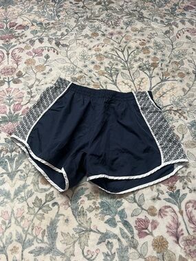 Navy Women’s Athletic Running Shorts with White Trim